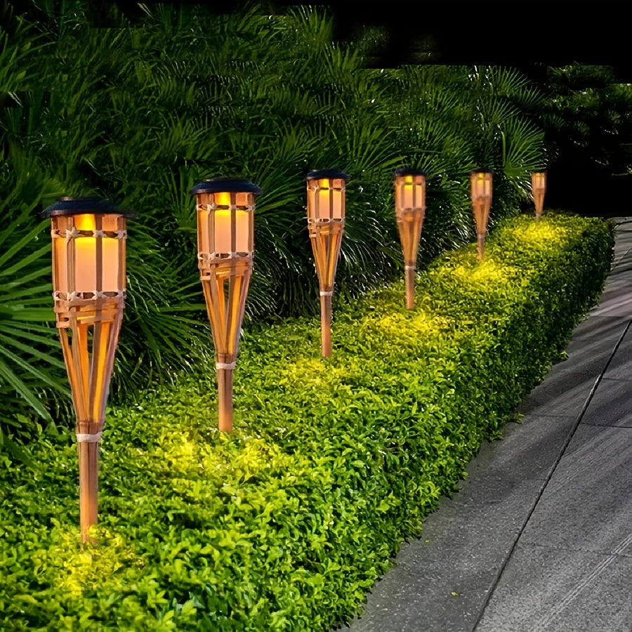 Aurinkokäyttöiset bambu-LED-tulivalot lämpimään ulkotunnelmaan ja puutarhan sisustukseen