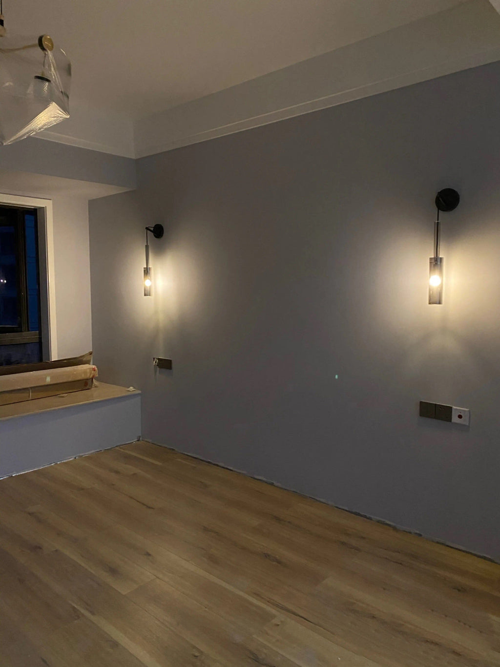 Vellara Smoky Gray Glass Wall Light With Luxe Finish