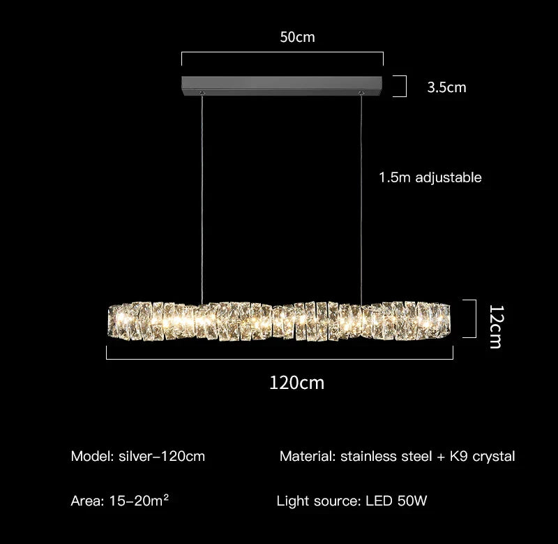 Křišťálové závěsné svítidlo LyraRect s úspornými LED