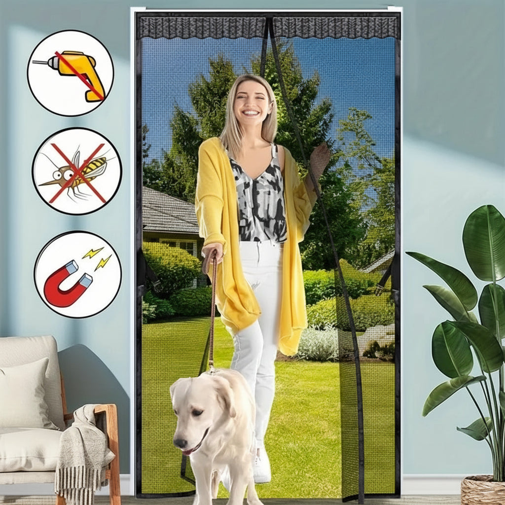 AeroGuard Magnetic Door Curtain For Hands-Free Mosquito Protection