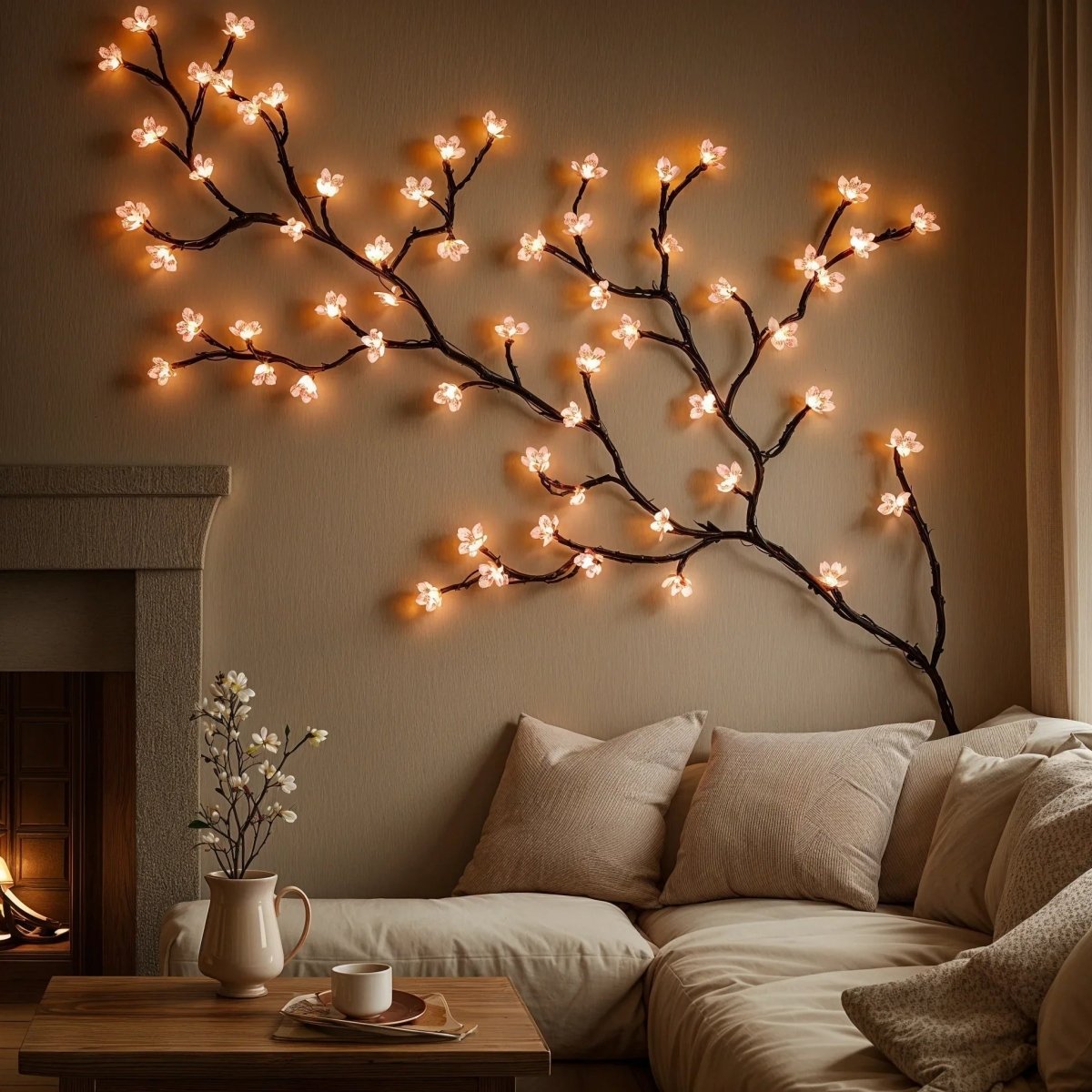 LumiGlow 1,6 m LED-Lichterkette mit warmweißem und sanftem rosa Leuchten