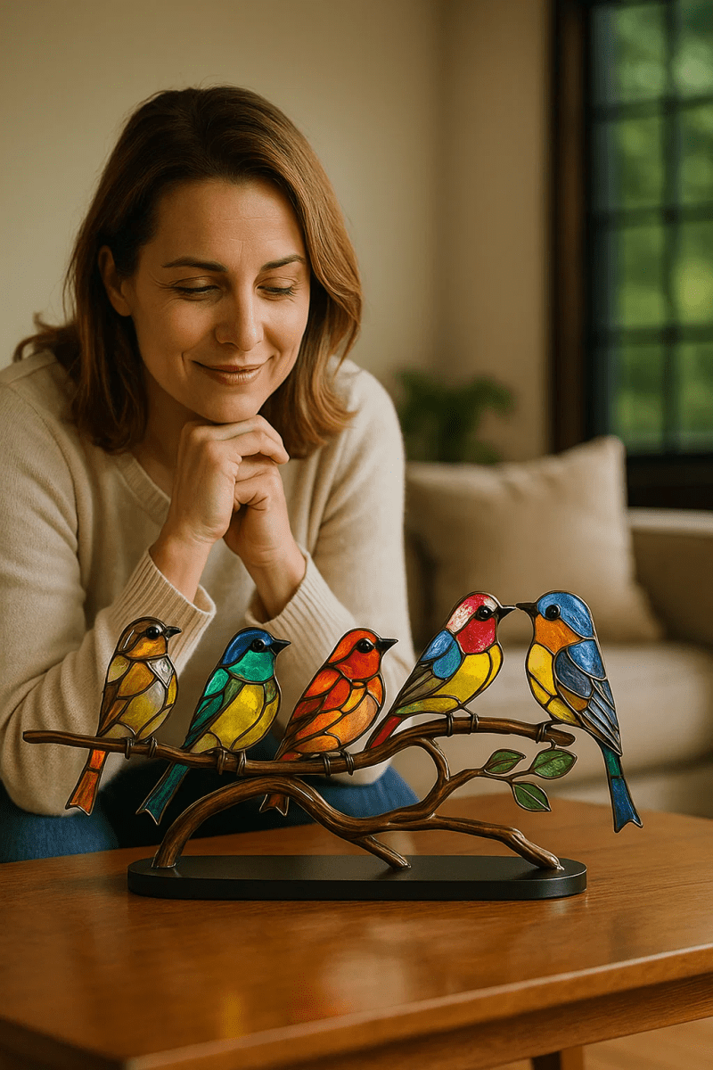 Aurelia Bird Statue: Handmade Colorful Acrylic Home Decor