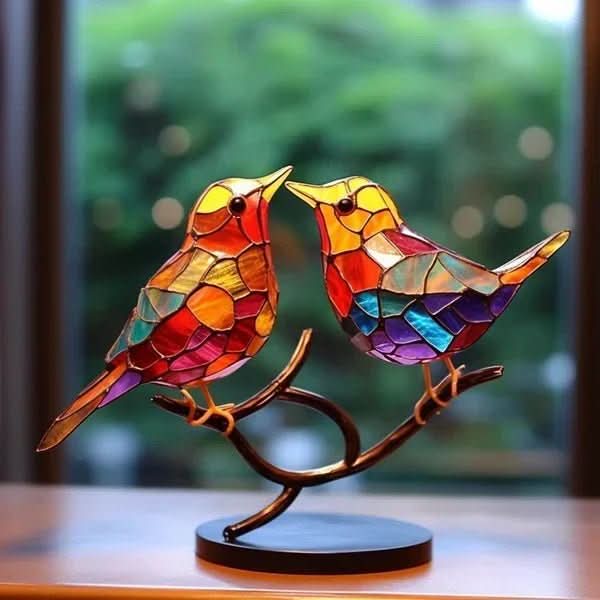 Aurelia Bird Statue: Handmade Colorful Acrylic Home Decor