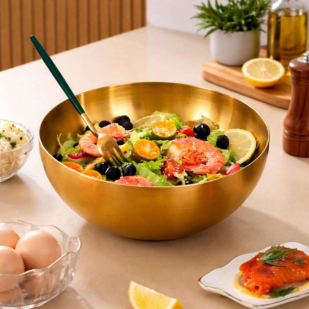 AuroraServe Elegant Stainless Steel Serving Bowl for Stylish Dining
