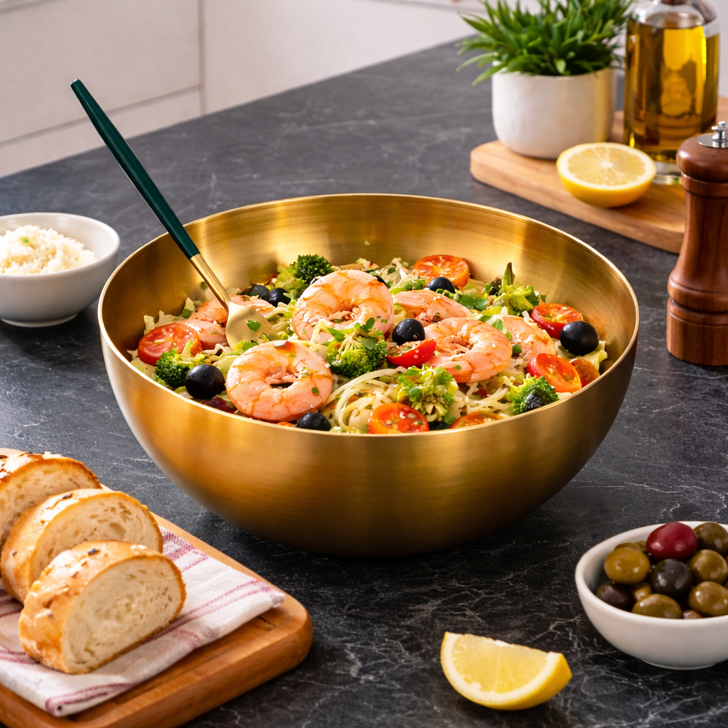 AuroraServe Elegant Stainless Steel Serving Bowl for Stylish Dining
