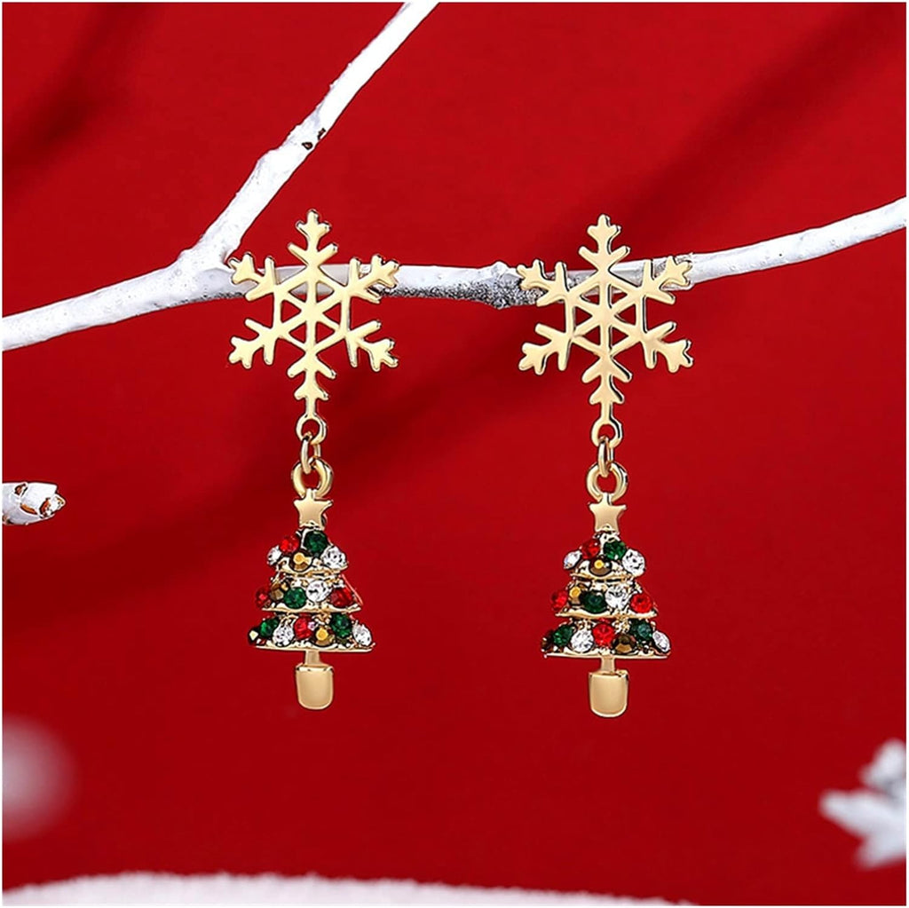 FrostLume Elegantní pozlacené náušnice ve tvaru sněhové vločky pro slavnostní třpyt