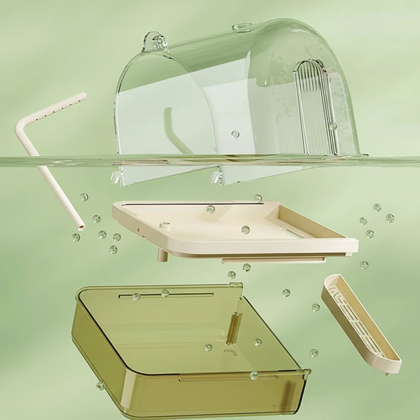 AviLuxe Bagno per Uccelli Trasparente Sospeso con Acqua a Circolazione Automatica