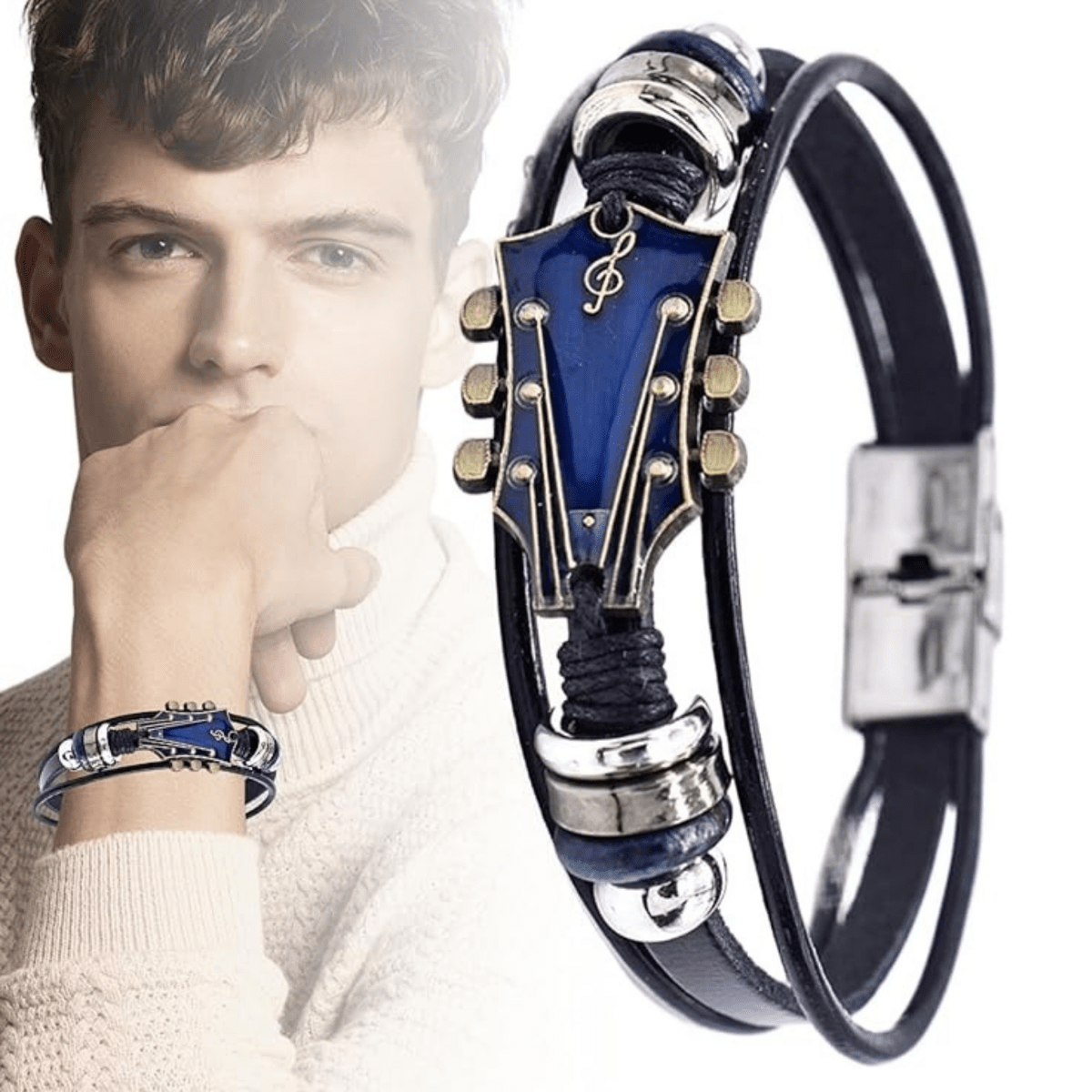 Chordline Leather Bracelet With Guitar-Inspired Design