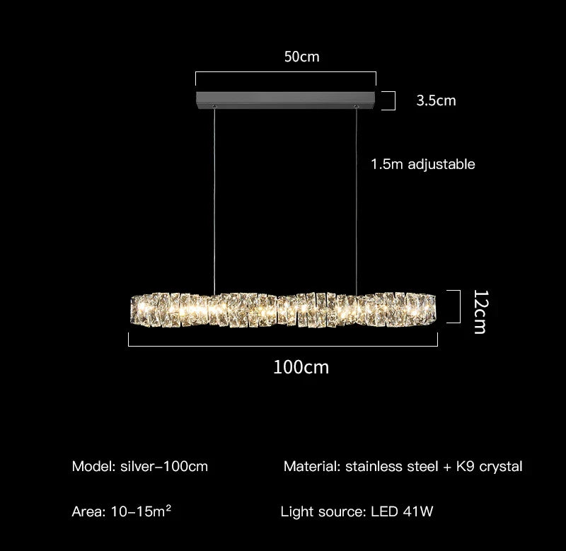 Křišťálové závěsné svítidlo LyraRect s úspornými LED