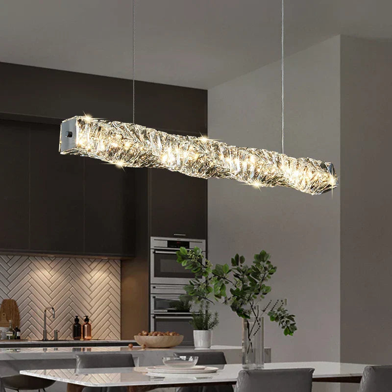 Křišťálové závěsné svítidlo LyraRect s úspornými LED