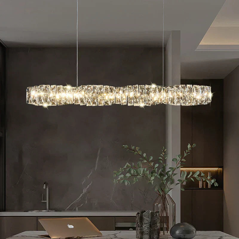 Křišťálové závěsné svítidlo LyraRect s úspornými LED