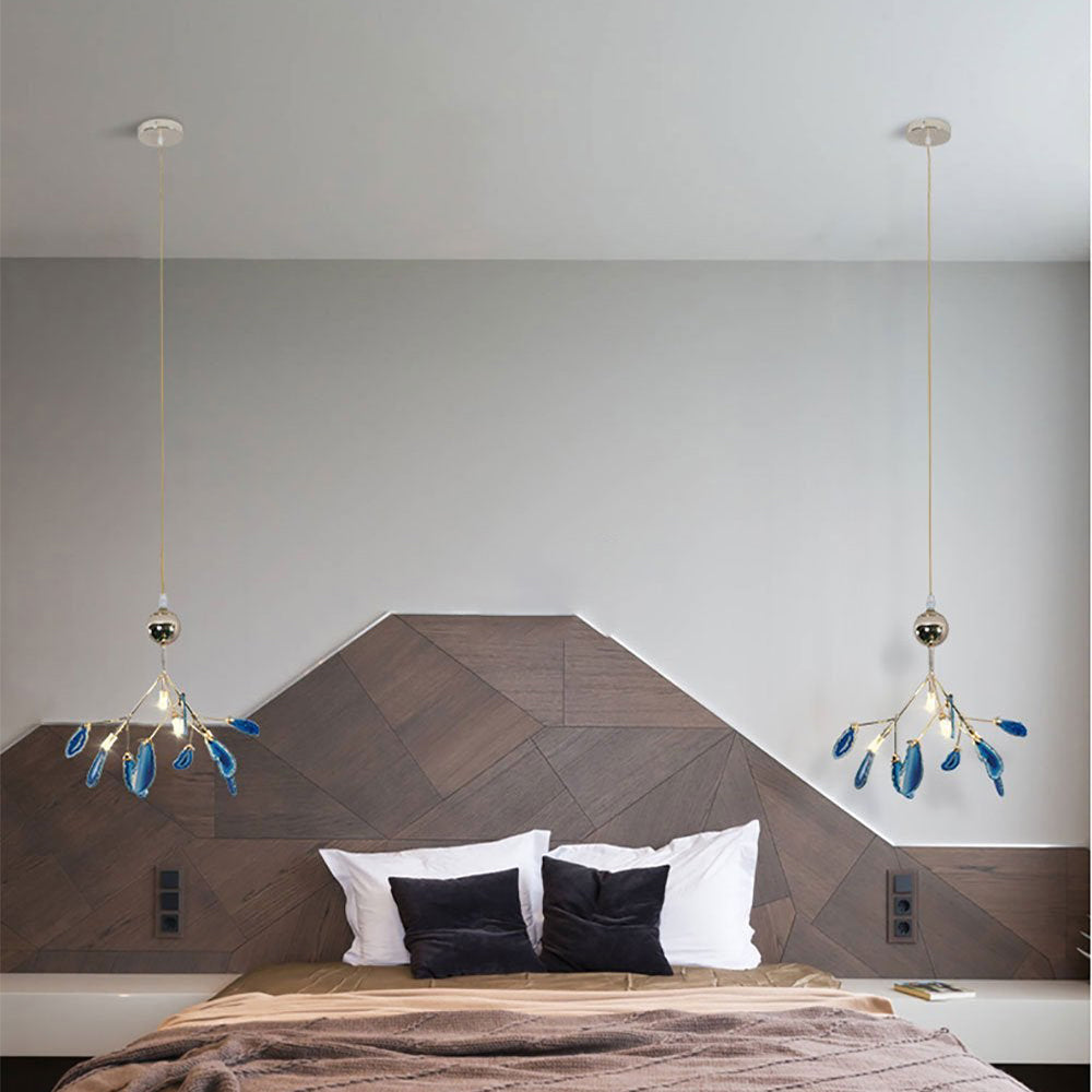 Agate Crystal Chandelier With Natural Stone Exclusive Pendant Light For Dining Room