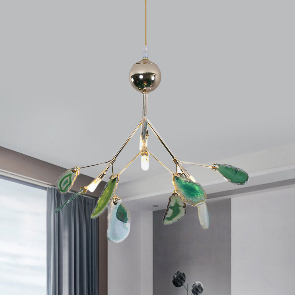 Agate Crystal Chandelier With Natural Stone Exclusive Pendant Light For Dining Room