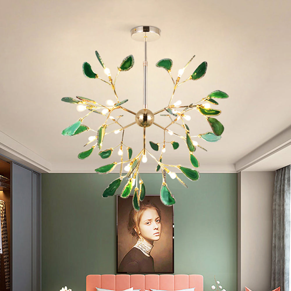 Agate Crystal Chandelier With Natural Stone Exclusive Pendant Light For Dining Room
