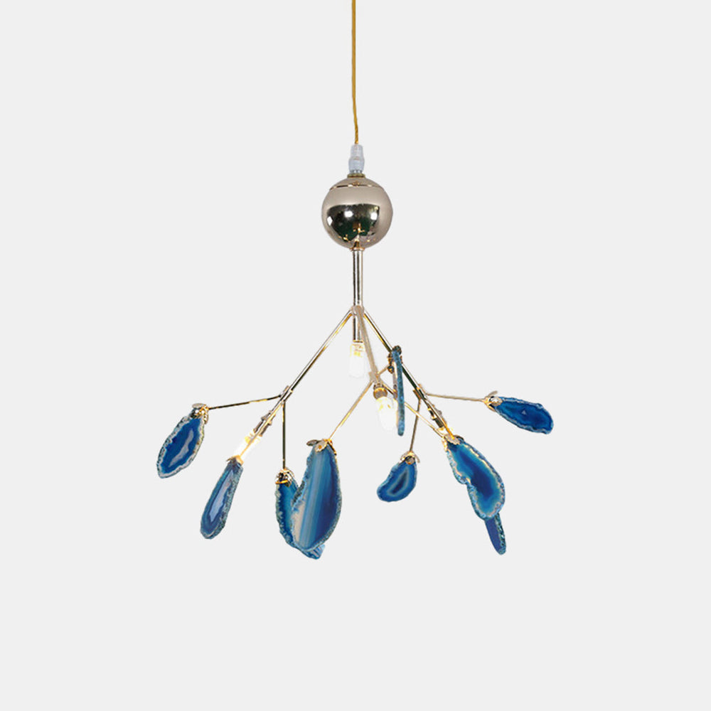 Agate Crystal Chandelier With Natural Stone Exclusive Pendant Light For Dining Room
