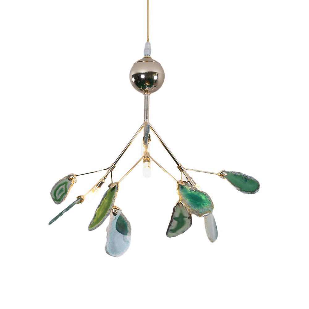 Agate Crystal Chandelier With Natural Stone Exclusive Pendant Light For Dining Room