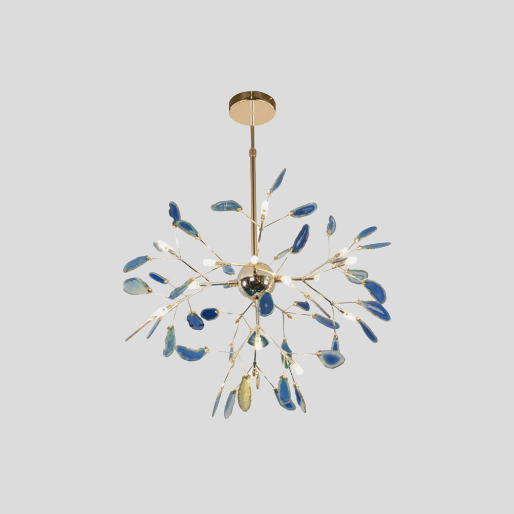 Agate Crystal Chandelier With Natural Stone Exclusive Pendant Light For Dining Room