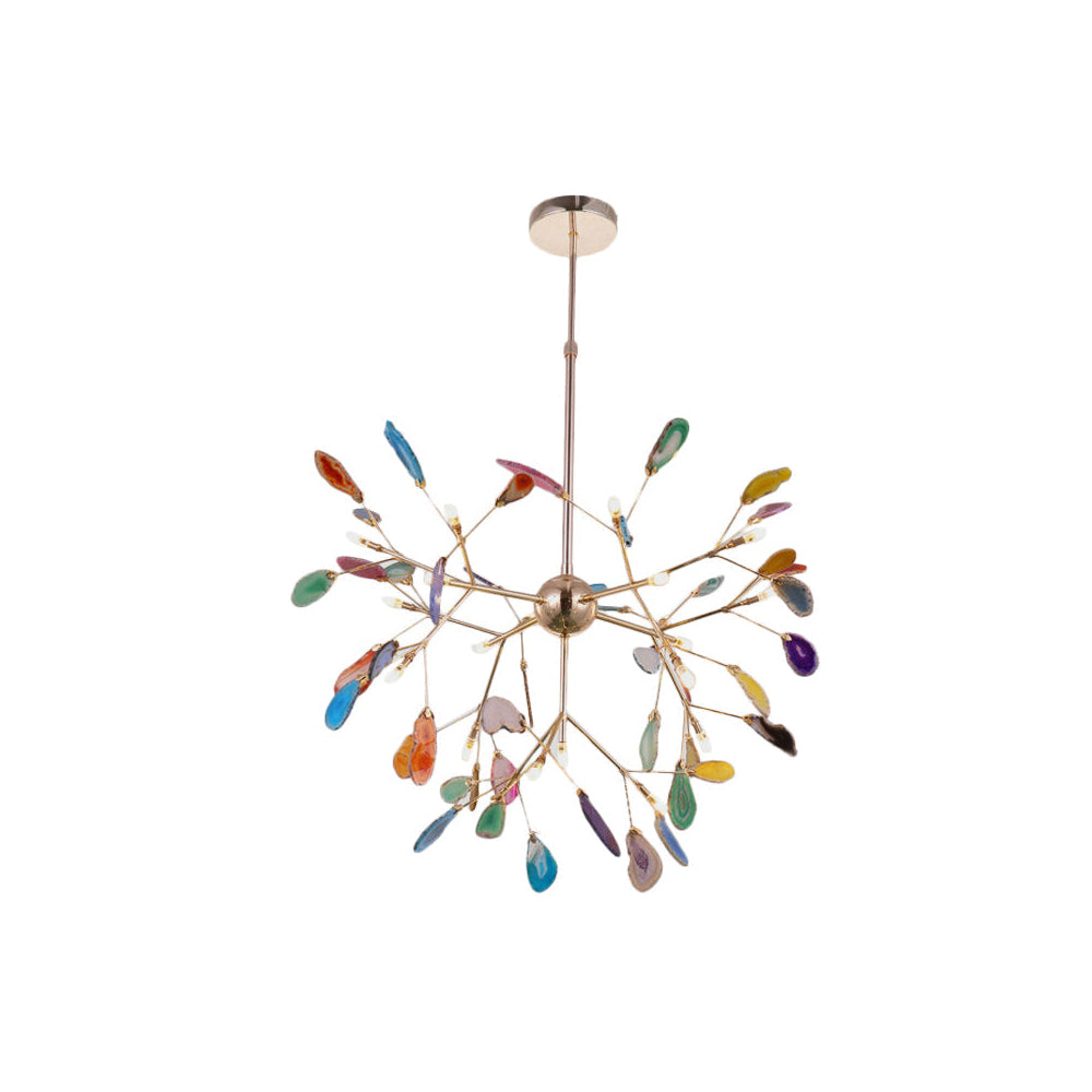 Agate Crystal Chandelier With Natural Stone Exclusive Pendant Light For Dining Room