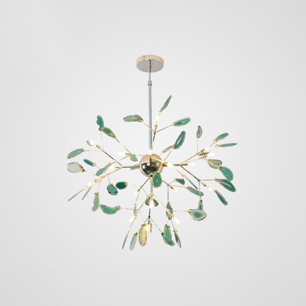 Agate Crystal Chandelier With Natural Stone Exclusive Pendant Light For Dining Room