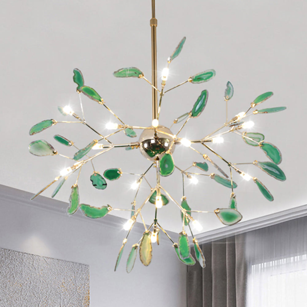 Agate Crystal Chandelier With Natural Stone Exclusive Pendant Light For Dining Room