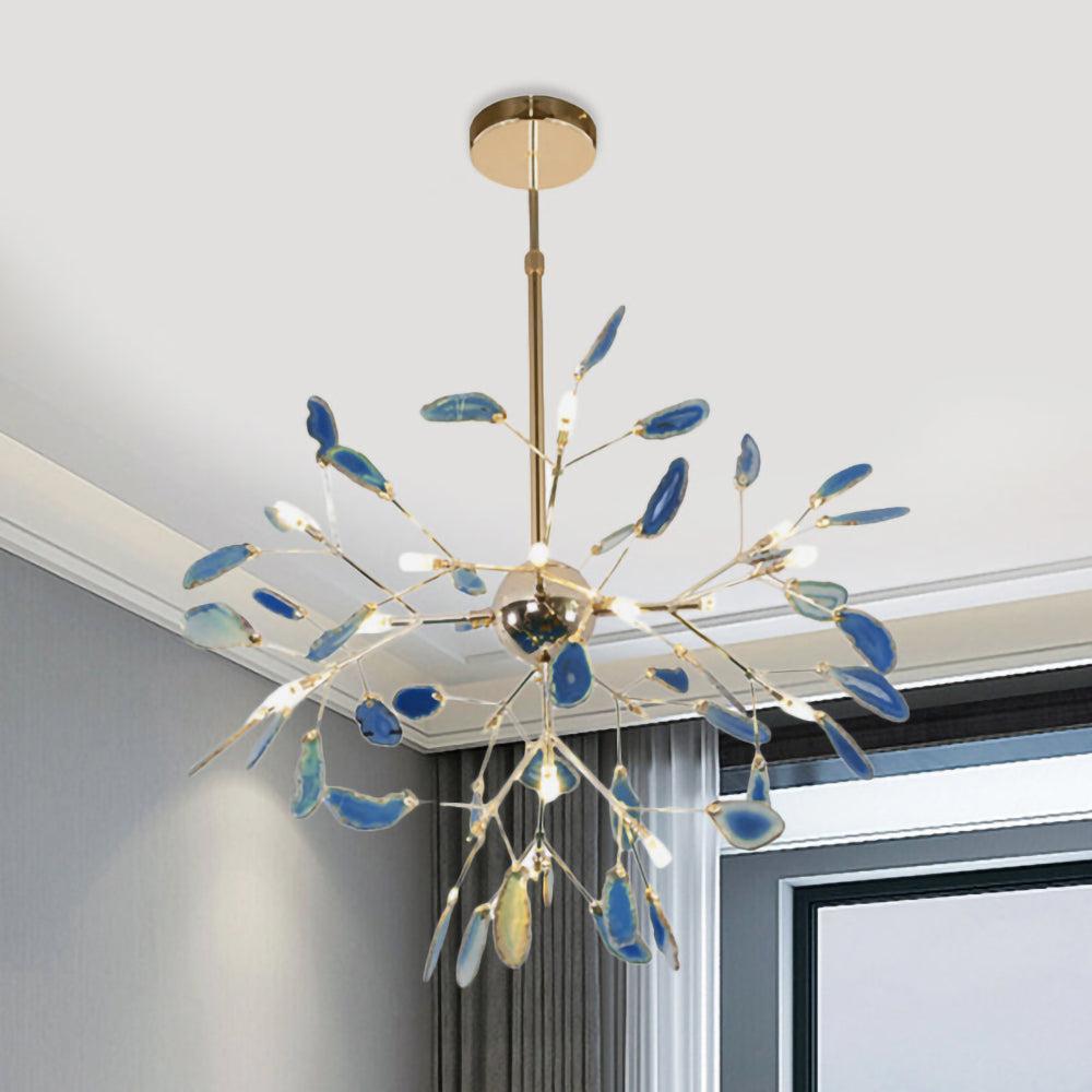 Agate Crystal Chandelier With Natural Stone Exclusive Pendant Light For Dining Room
