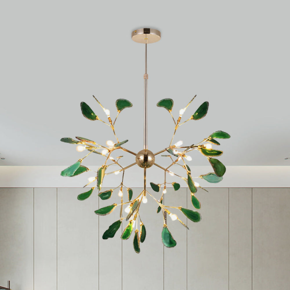 Agate Crystal Chandelier With Natural Stone Exclusive Pendant Light For Dining Room