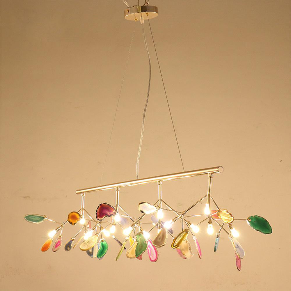 Agate Crystal Chandelier With Natural Stone Exclusive Pendant Light For Dining Room