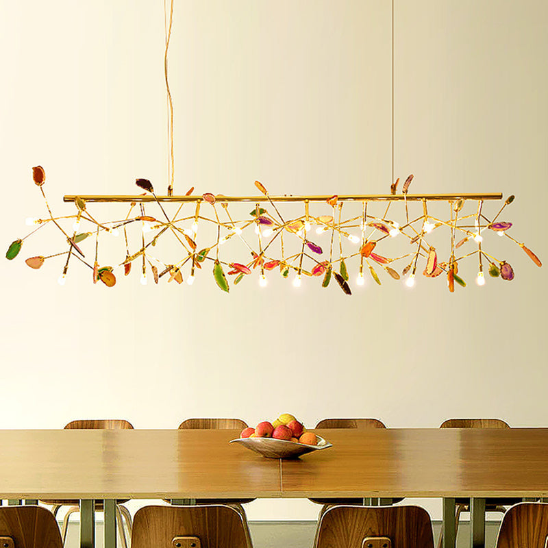 Agate Crystal Chandelier With Natural Stone Exclusive Pendant Light For Dining Room