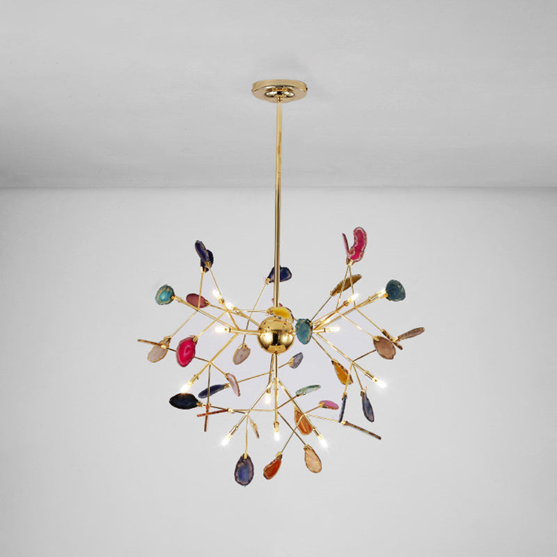 Agate Crystal Chandelier With Natural Stone Exclusive Pendant Light For Dining Room