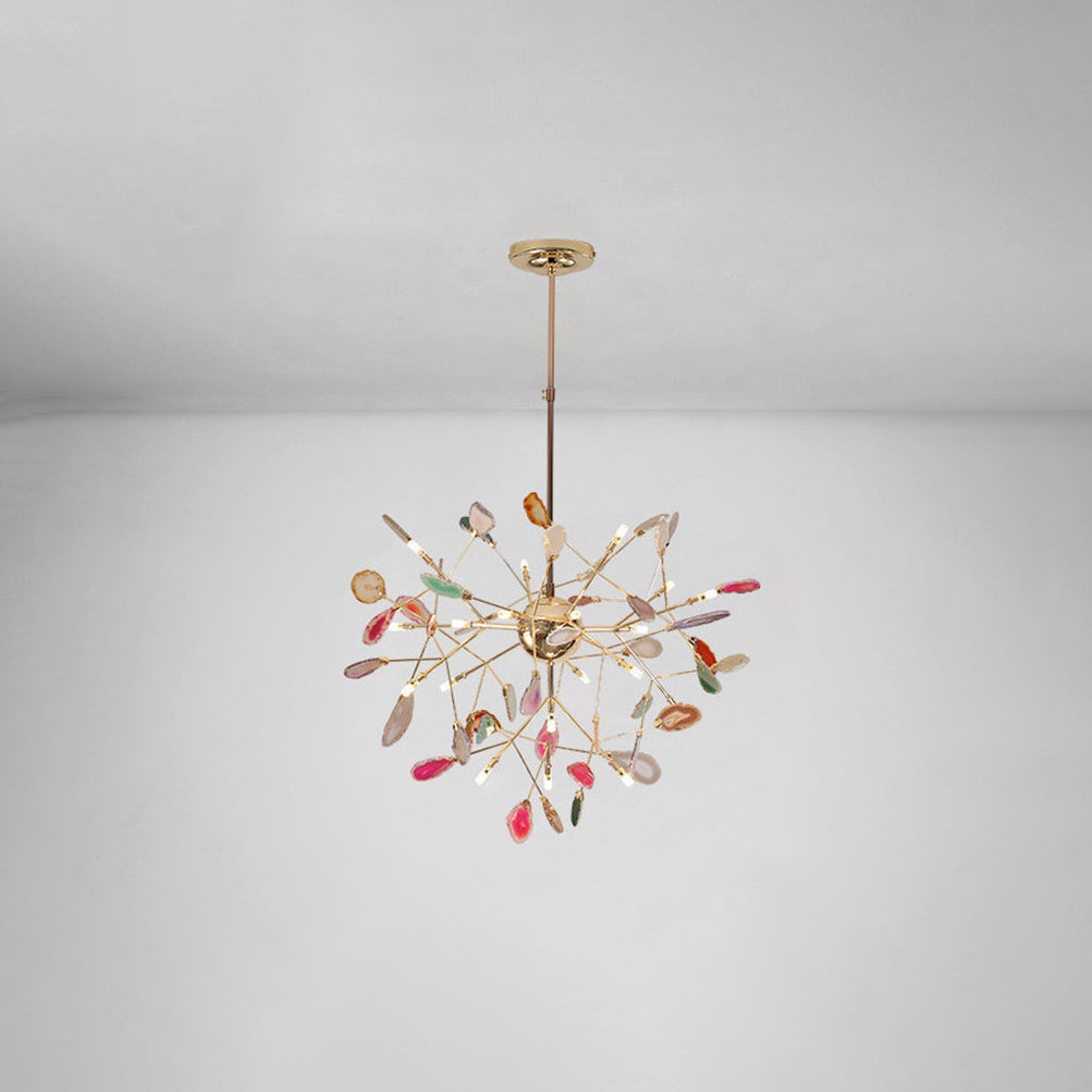 Agate Crystal Chandelier With Natural Stone Exclusive Pendant Light For Dining Room