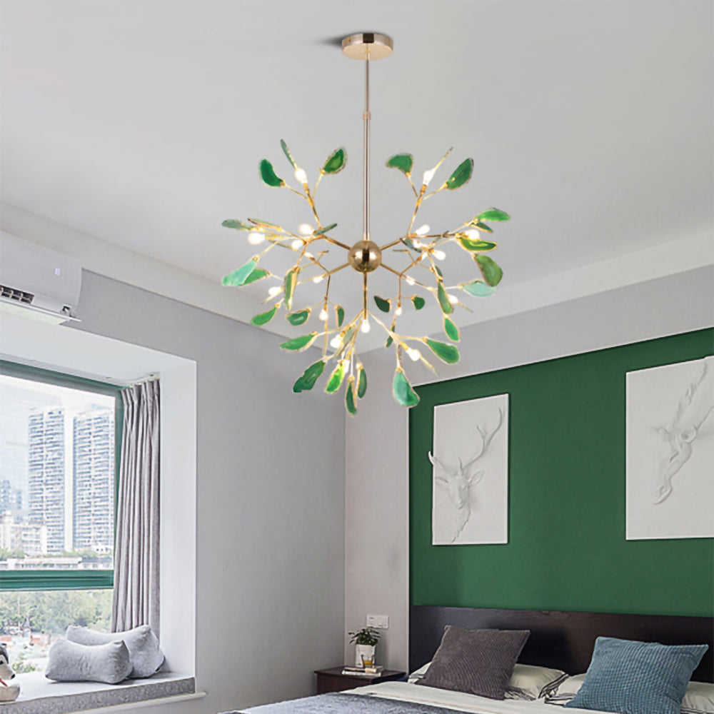 Agate Crystal Chandelier With Natural Stone Exclusive Pendant Light For Dining Room