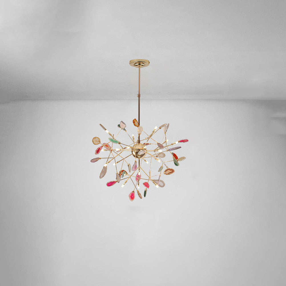 Agate Crystal Chandelier With Natural Stone Exclusive Pendant Light For Dining Room