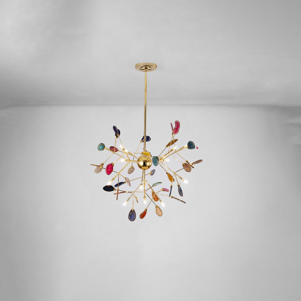 Agate Crystal Chandelier With Natural Stone Exclusive Pendant Light For Dining Room