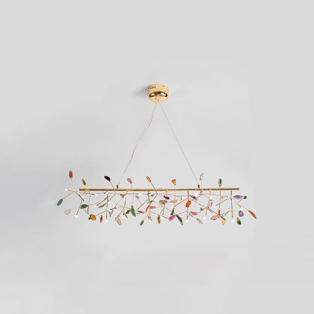 Agate Crystal Chandelier With Natural Stone Exclusive Pendant Light For Dining Room