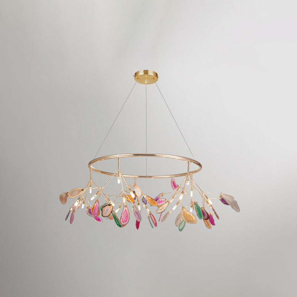 Agate Crystal Chandelier With Natural Stone Exclusive Pendant Light For Dining Room
