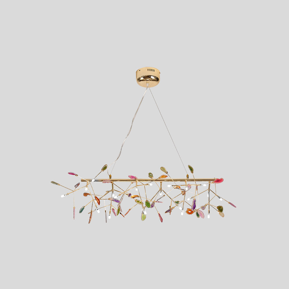 Agate Crystal Chandelier With Natural Stone Exclusive Pendant Light For Dining Room