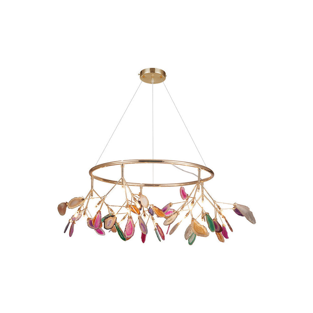 Agate Crystal Chandelier With Natural Stone Exclusive Pendant Light For Dining Room