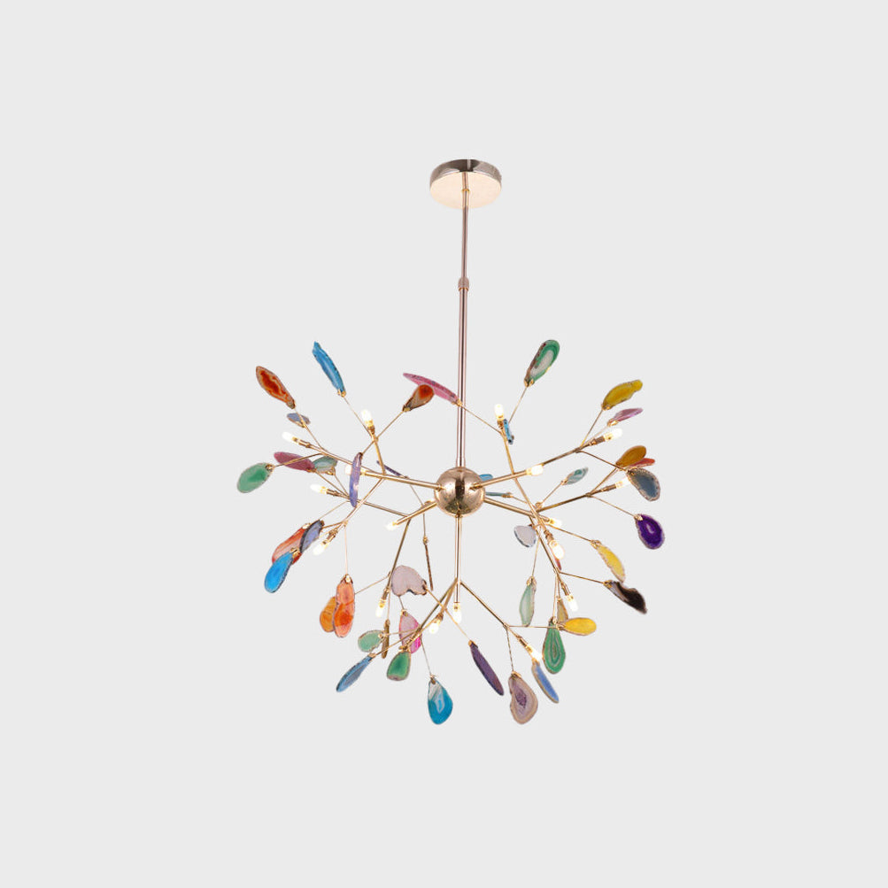Agate Crystal Chandelier With Natural Stone Exclusive Pendant Light For Dining Room