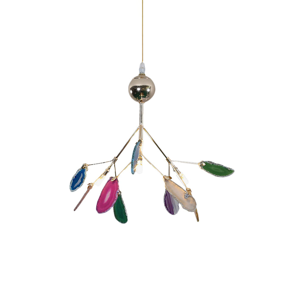 Agate Crystal Chandelier With Natural Stone Exclusive Pendant Light For Dining Room