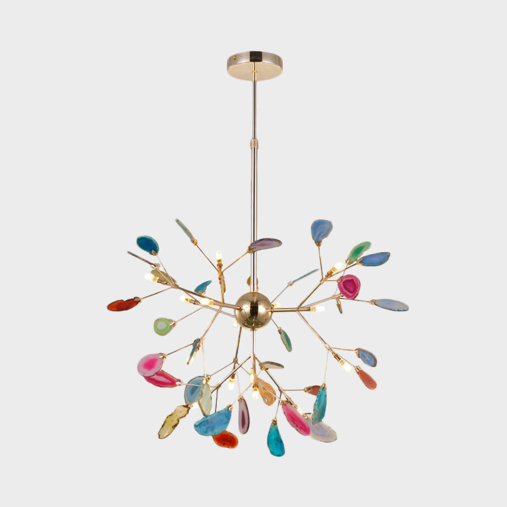 Agate Crystal Chandelier With Natural Stone Exclusive Pendant Light For Dining Room