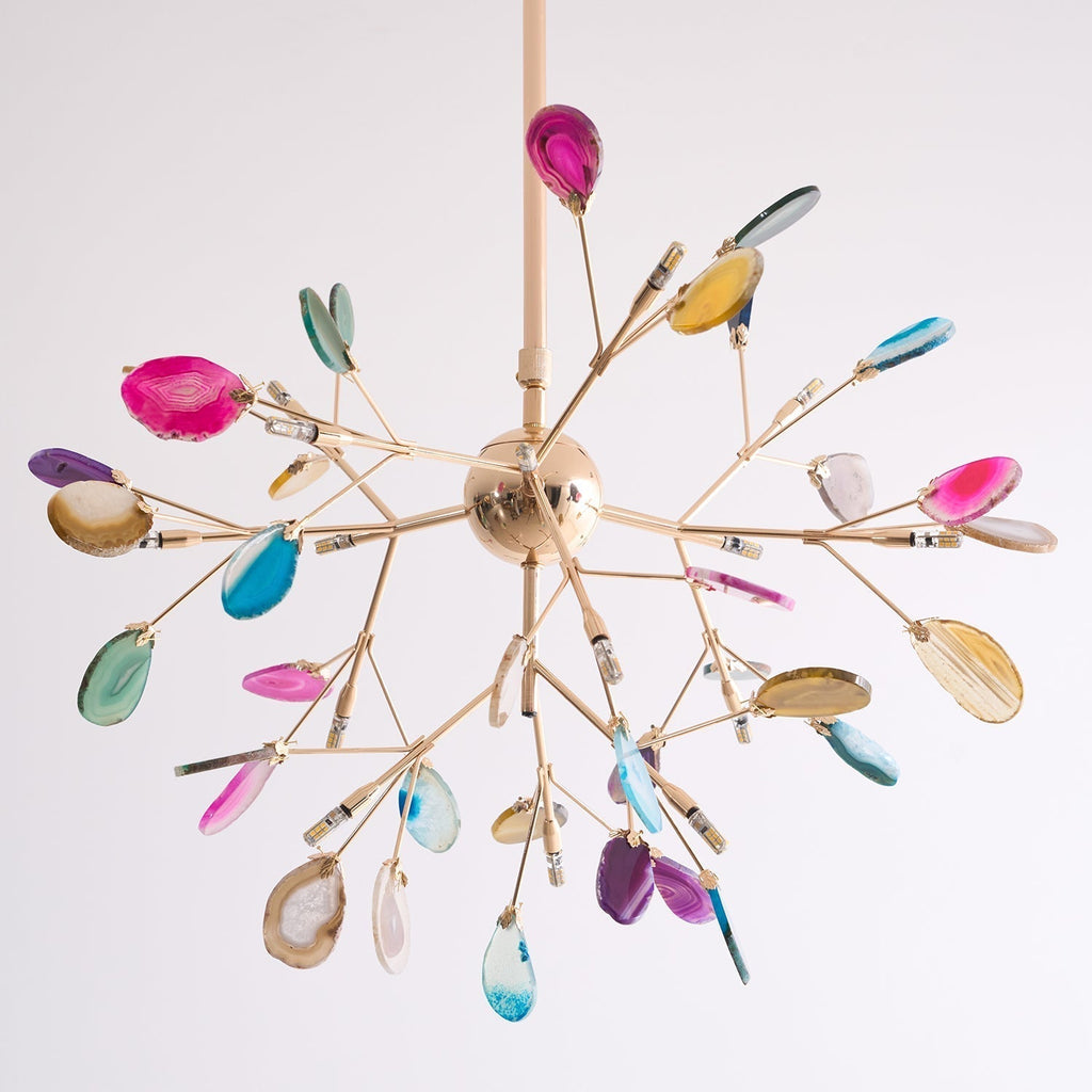 Agate Crystal Chandelier With Natural Stone Exclusive Pendant Light For Dining Room