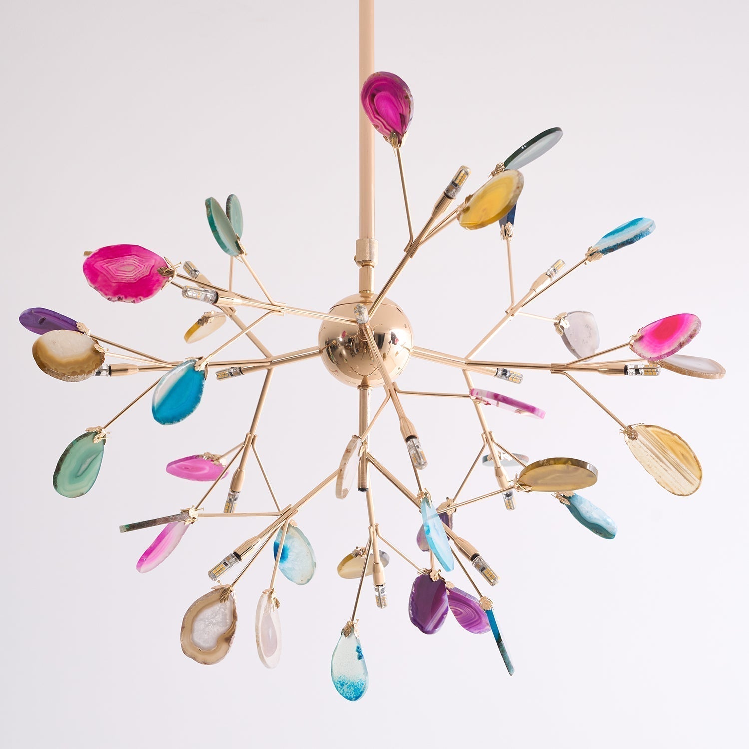 Agate Crystal Chandelier With Natural Stone Exclusive Pendant Light For Dining Room