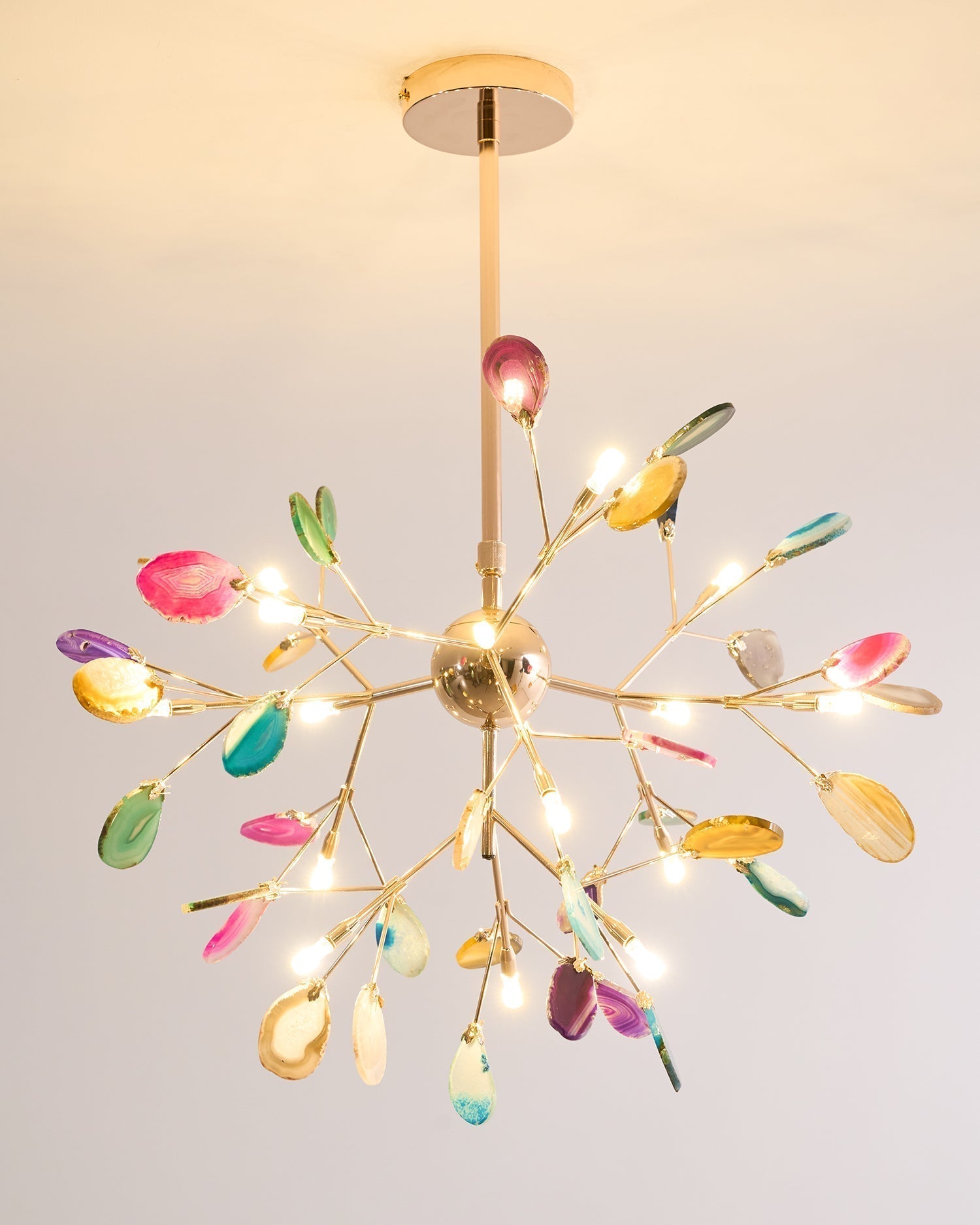 Agate Crystal Chandelier With Natural Stone Exclusive Pendant Light For Dining Room
