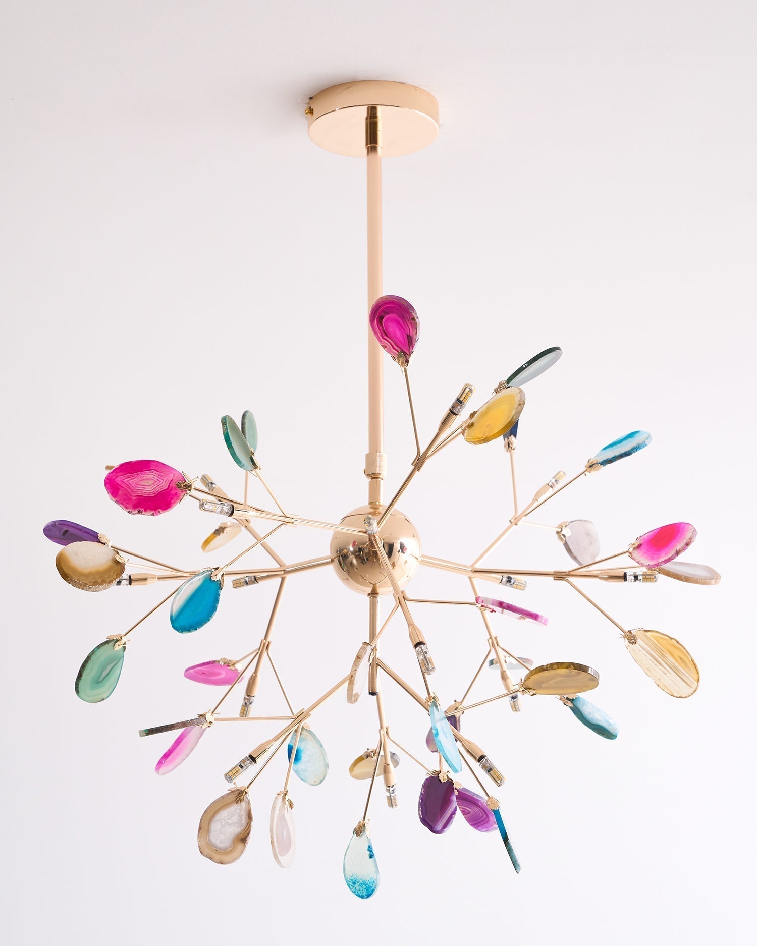 Agate Crystal Chandelier With Natural Stone Exclusive Pendant Light For Dining Room
