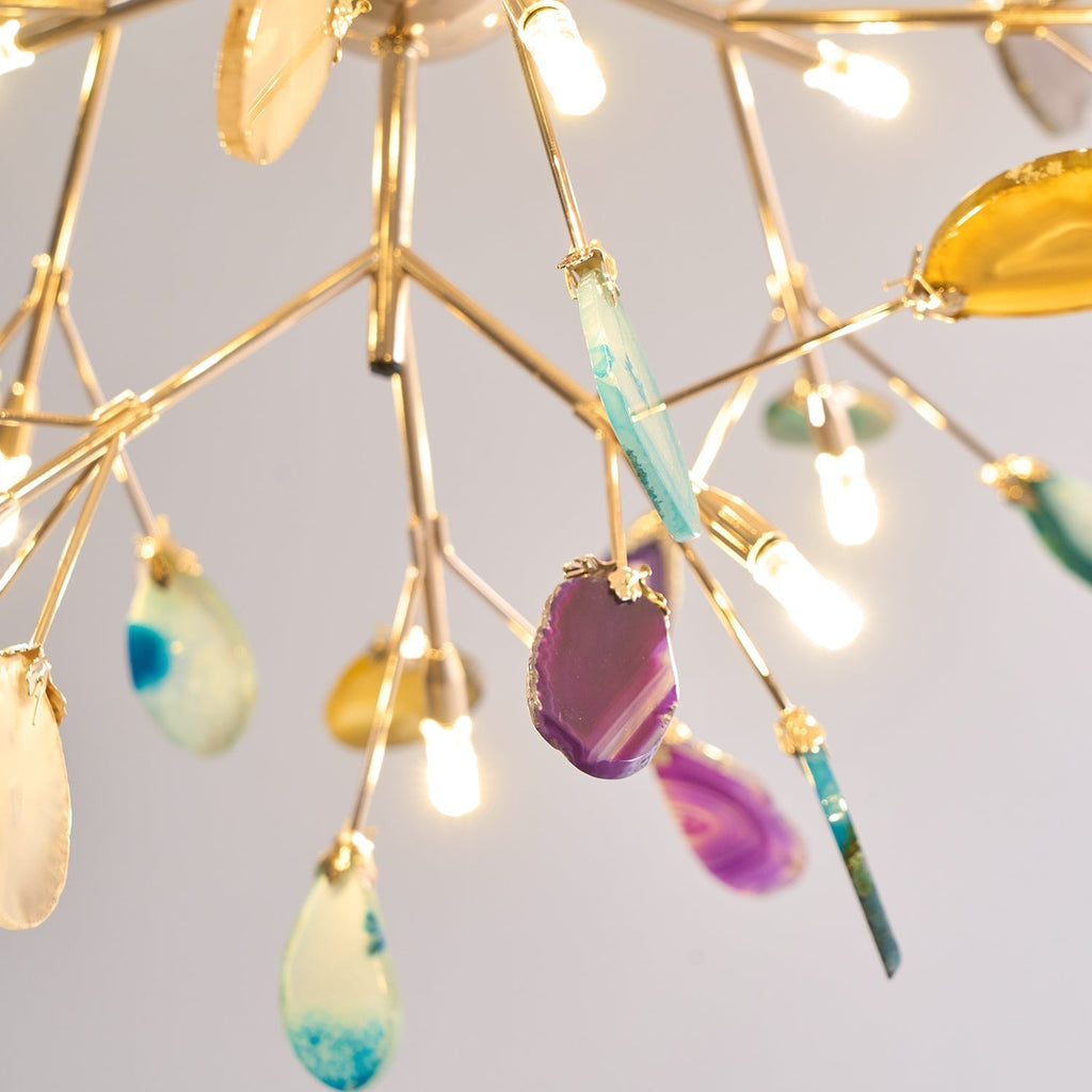 Agate Crystal Chandelier With Natural Stone Exclusive Pendant Light For Dining Room
