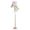 Lampadaire en agate avec sculpture en forme d'arbre à huit lampes, finition cuivre, aspect multicolore
