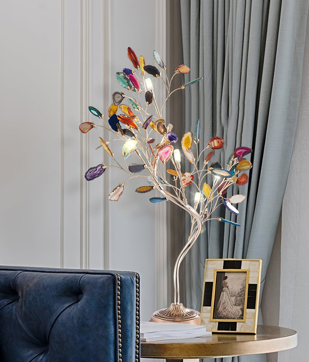 Agate Chandelier With Natural Stone Accents And Rose Gold Frame, 65 Cm And 85 Cm