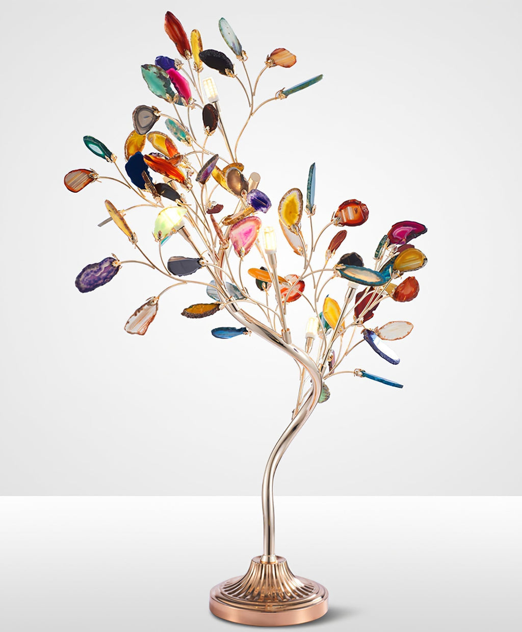 Agate Chandelier With Natural Stone Accents And Rose Gold Frame, 65 Cm And 85 Cm