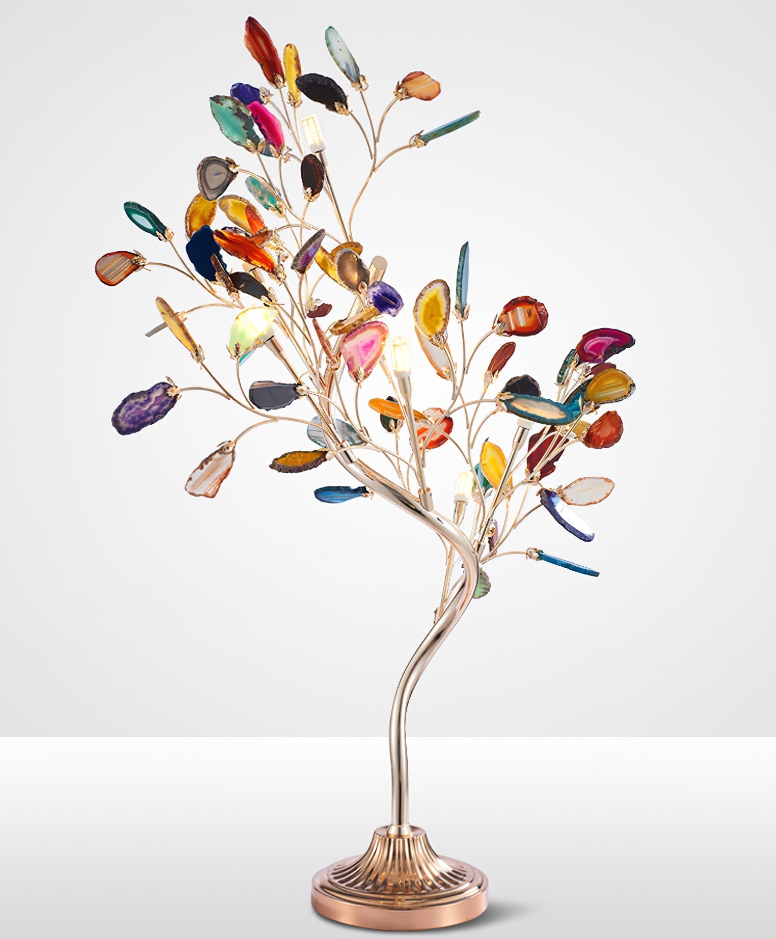 Agate Chandelier With Natural Stone Accents And Rose Gold Frame, 65 Cm And 85 Cm