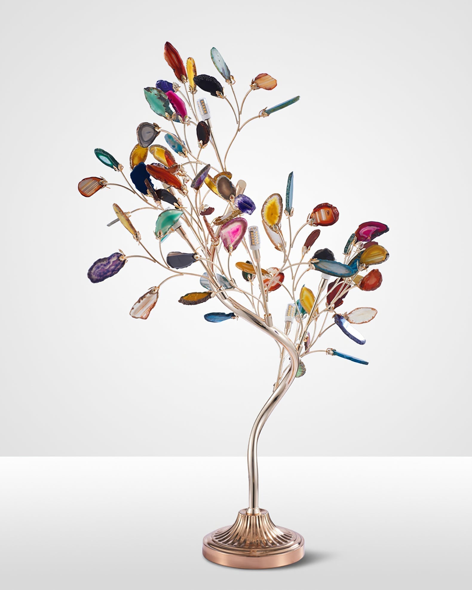 Agate Chandelier With Natural Stone Accents And Rose Gold Frame, 65 Cm And 85 Cm